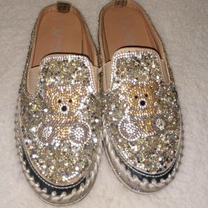Glitter Teddy Bear Mules, Sz 6